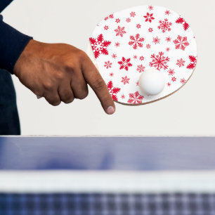 Raquette De Ping Pong Motif de flocon de neige, Flammes de neige rouges,