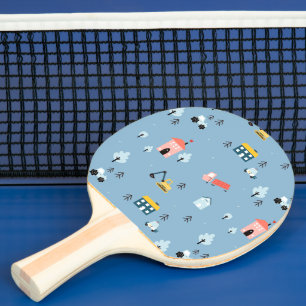 Raquette De Ping Pong Motif de la scène du Doodle Town