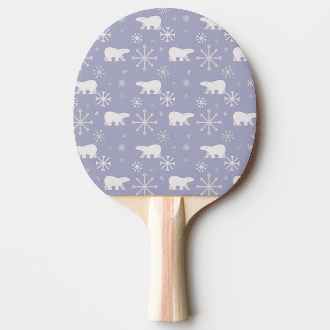 Raquette De Ping Pong Motif de Noël avec ours polaires et flocons de nei (Devant)