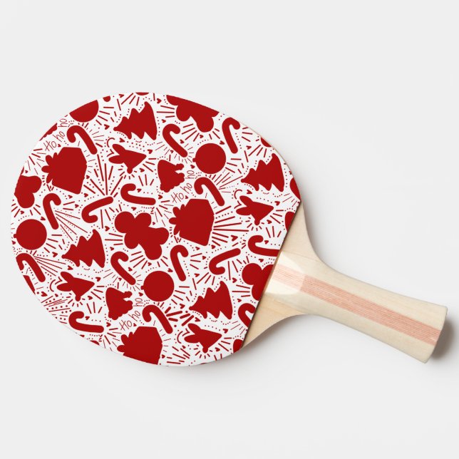 Raquette De Ping Pong Motif de Noël rouge simple (Côté)