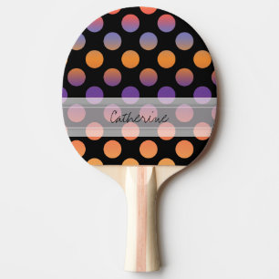 Raquette De Ping Pong Motif de point de Polka rouge violet orange noir