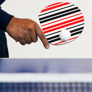 Raquette De Ping Pong Motif de rayures rouges noires et blanches 