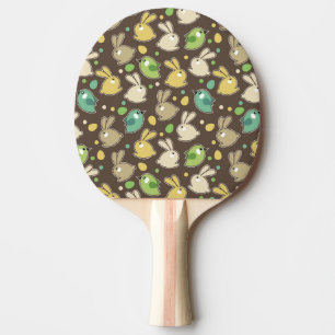 Raquette De Ping Pong motif de ressort avec des oeufs de pâques, oiseau