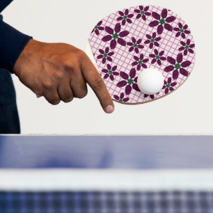 Raquette De Ping Pong Motif de rose pourpre foncé — Flore élégante de pr