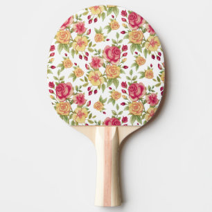 Raquette De Ping Pong Motif de roses rouges et jaunes et de boutons de r
