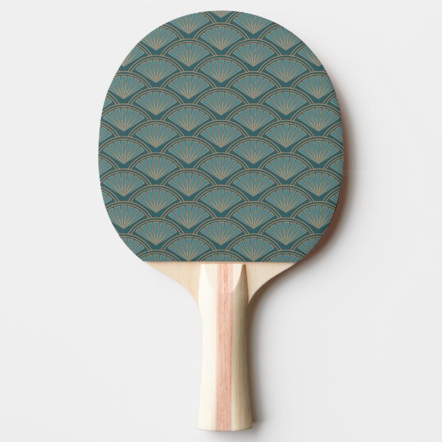 Raquette De Ping Pong Motif de style Art déco en bleu turquoise (Devant)