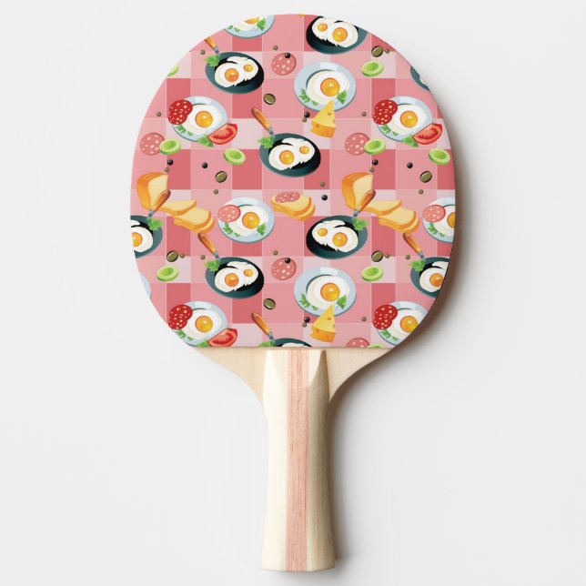 Raquette De Ping Pong Motif de tomate et d'oeufs au plat (Devant)