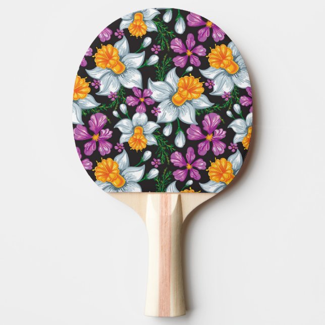 Raquette De Ping Pong Motif d'élégance avec les fleurs 2 de narcisse (Devant)