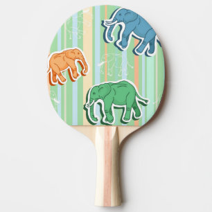 Raquette De Ping Pong Motif d'éléphant sur les rayures vertes