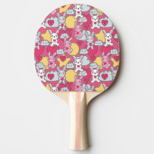 Raquette De Ping Pong Motif d'enfant de Kawaii avec les griffonnages