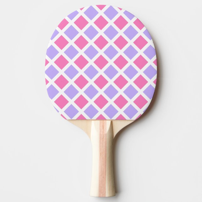Raquette De Ping Pong Motif diamant à carreaux rose violet (Devant)