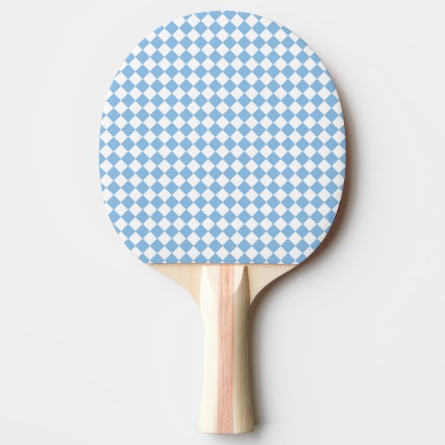 Raquette De Ping Pong Motif diamant de damier bleu et blanc (Devant)