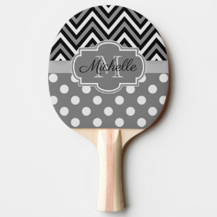 Raquette De Ping Pong Motif Dots et Chevrons