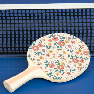 Raquette De Ping Pong Motif du jardin de fleurs de corail