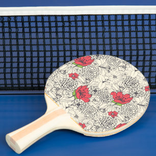 Raquette De Ping Pong Motif du jardin de fleurs de pavot