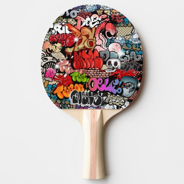 Raquette De Ping Pong Motif dynamique urbain d'art de graffiti d'art de (Devant)