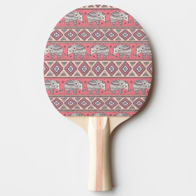 Raquette De Ping Pong Motif ethnique rose d'éléphant (Devant)