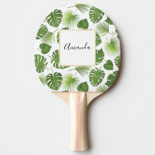 Raquette De Ping Pong Motif Feuille élégant Green Tropical