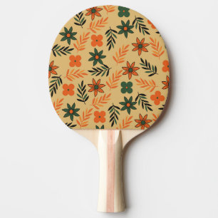 Raquette De Ping Pong Motif Feuille Vintage les années 70 Floral