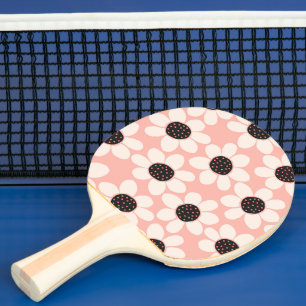 Raquette De Ping Pong Motif Fleur Rose Cute