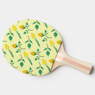 Raquette De Ping Pong Motif floral avec rose jaune et fleurs de tulipe