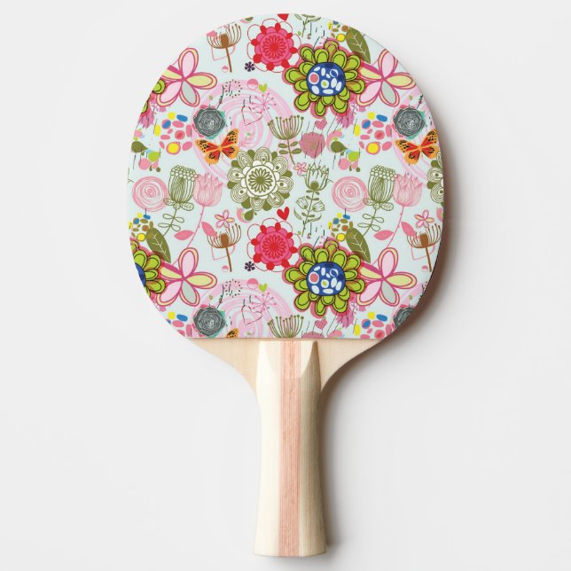 Raquette De Ping Pong Motif floral dans le rétro style 2 (Devant)