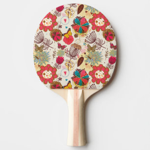 Raquette De Ping Pong Motif floral dans le rétro style 4