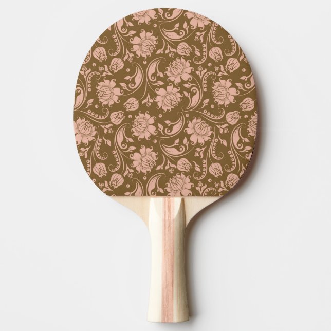 Raquette De Ping Pong Motif floral de rose et de brun (Devant)