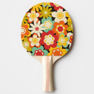 Raquette De Ping Pong Motif floral mignon rétro coloré vif