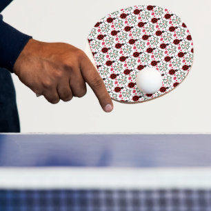 Raquette De Ping Pong Motif floral sans couture de coccinelle mignonne