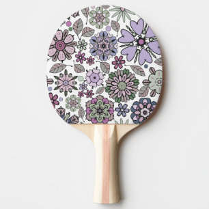 Raquette De Ping Pong Motif floral sans couture rose violet pastel rétro