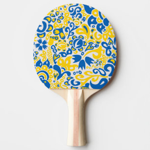 Raquette De Ping Pong Motif folklorique aux couleurs du drapeau ukrainie