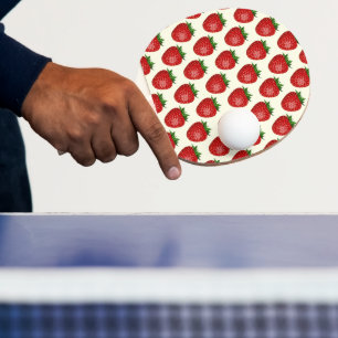 Raquette De Ping Pong Motif fraises, fraises rouges, fruits, feuilles