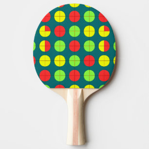 Raquette De Ping Pong Motif géométrique coloré avec vert, rouge