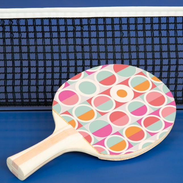 Raquette De Ping Pong Motif géométrique rose orange (Insitu)