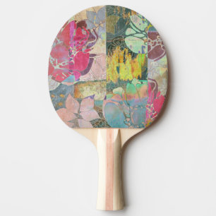 Raquette De Ping Pong Motif grunge floral d'art