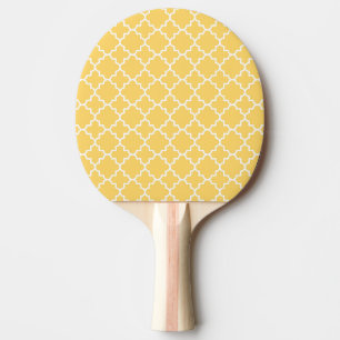 Raquette De Ping Pong Motif jaune de Quatrefoil