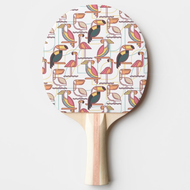 Raquette De Ping Pong Motif moderne avec les oiseaux tropicaux (Devant)