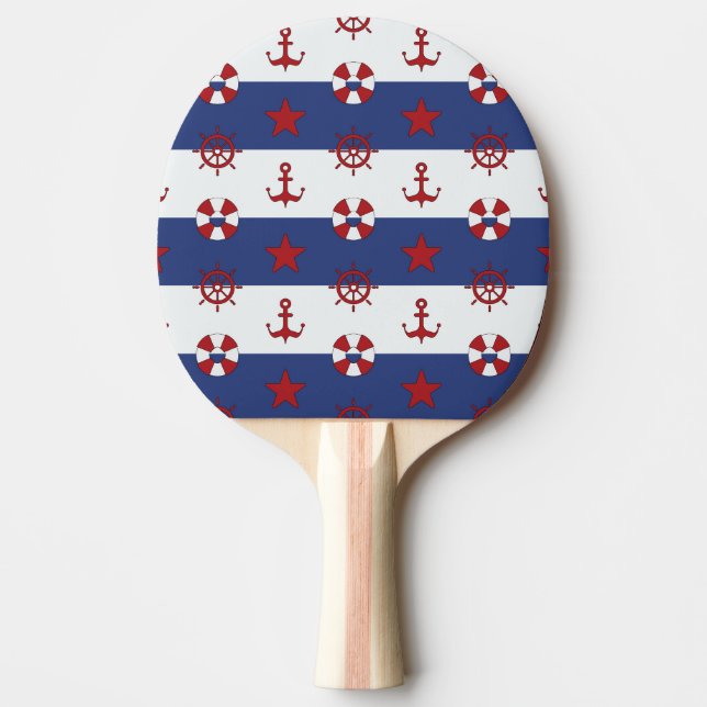 Raquette De Ping Pong Motif nautique de bannière étoilée (Devant)