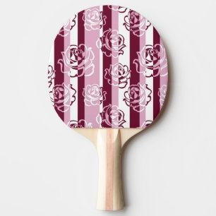 Raquette De Ping Pong Motif rayé avec des roses