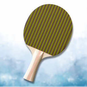 Raquette De Ping Pong Motif rayé en chocolat brun et vert olive