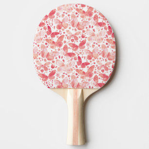 Raquette De Ping Pong Motif rose papillon aquarelle