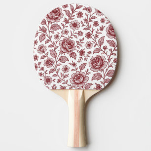 Raquette De Ping Pong Motif Rose Vintage rouge foncé