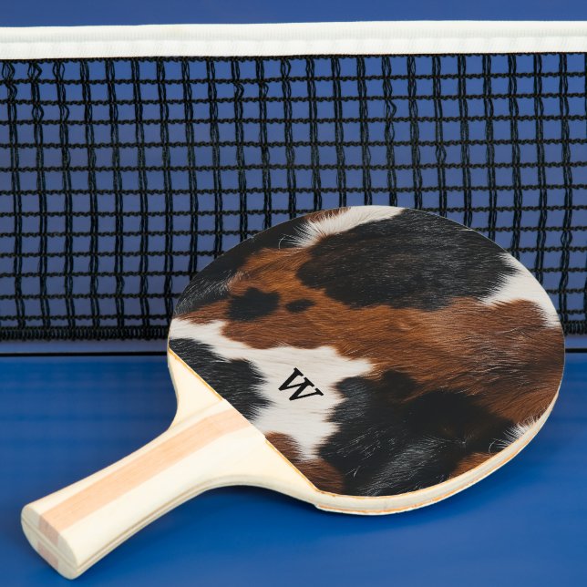 Raquette De Ping Pong Motif rustique de vache occidentale avec Monogramm (Insitu)