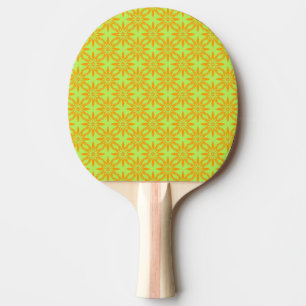 Raquette De Ping Pong Motif sans couture de fleurs vertes orange