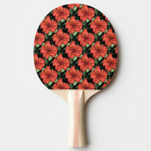 Raquette De Ping Pong Motif sans couture Fleurs rouges tropicales feuill