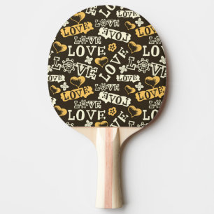 Raquette De Ping Pong Motif tiré par la main d'amour