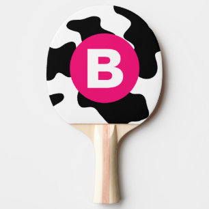 Raquette De Ping Pong Motif vache fantaisiste patch en rose monogramme