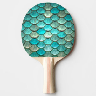 Raquette De Ping Pong Motif vert de menthe d'échelles de poissons de