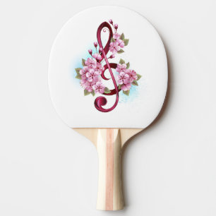 Raquette De Ping Pong Musical treble clef notes with sakura flowers